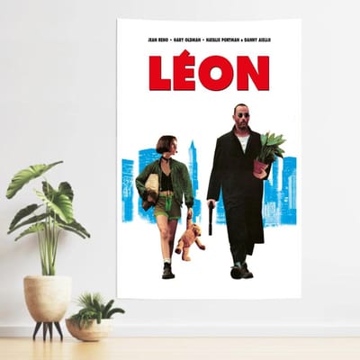Leon The Professional Film Poster Wandkleed Wandkunst Esthetische Kamerdecoratie Klassiek Film Wandkleed Voor Slaapkamer Studentenkamer Woonkamer 40X60CM black