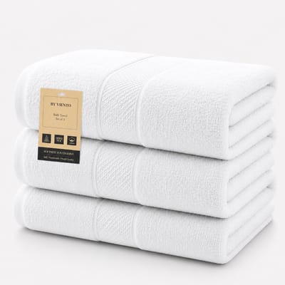 By Viento Luxe Handdoeken XL – Set van 3 – 70×130 cm – Wit – Hotelkwaliteit – 100% Katoen – 600 g/m²