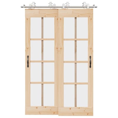 vidaXL - Schuifdeur - onderdelenset - 183 - cm - roestvrij - staal - zilverkleurig