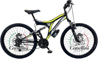 Kinder Mountainbike - Full Suspension Fiets - Buiten Avontuur - Dubbele Demping - 26 Inch Wielen - Zwart Geel