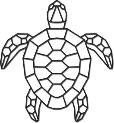 Hout-Kado - Schildpad - Large - Zwart - Geometrische dieren en vormen - Hout - Lasergesneden- Wanddecoratie