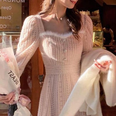 Robe de printemps et d'automne pour femme, robe de fée douce, premier amour, sœur royale française, robe en dentelle, robe slim d'automne et d'hiver pour femme 2XL rose