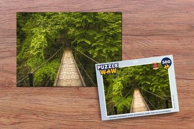 Puzzel Houten hangbrug in het Nationaal Park Triglav in Slovenië - Legpuzzel - Puzzel 500 stukjes