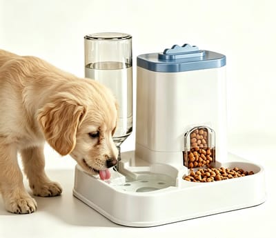 Automatische Voerbak en Waterdispenser voor Katten en Honden - Grote Capaciteit - Voerautomaat met Drinkbak - Zwaartekracht Voersysteem - Blauw