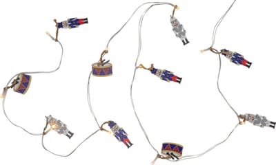 Star Trading Batterijgevoede Kerstverlichtingsketting 'Notenkraker', 10 LED Houten Motieven, Timer, Veelkleurig, L 180 cm