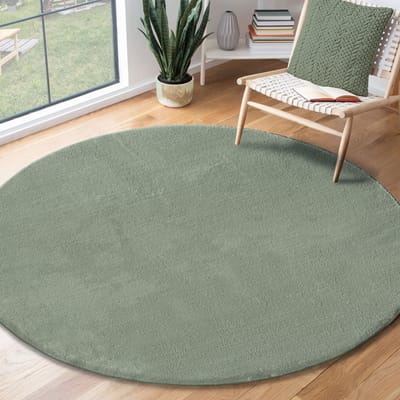 Karpet24 Loft – Luxe, Fluweelzacht Effen Vloerkleed in Mintgroen, Modern & Stijlvol-Ø 200 cm rond