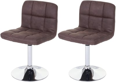 Set van 2 eetkamerstoelen Kavala, draaistoel, imitatie suède chroom ~ vintage donkerbruin