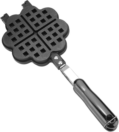 Hartvormig Wafelijzer - Wafelpan Keuken - Ontbijt Maken - Antiaanbaklaag - 37x16x5 cm - Zwart