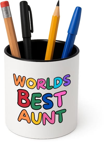 Hacebo® - World's best aunt Pennenbakje - Tante - beste tante - pennenhouder - verjaardagscadeau - cadeau voor tante - gift - kado - Pennenbakje zwart