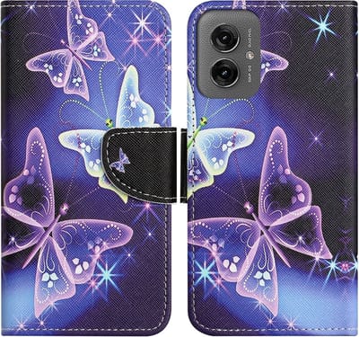 Coverup Hoesje - Geschikt voor Motorola Moto G55 Hoesje - Coverup Book Case - Vlinders