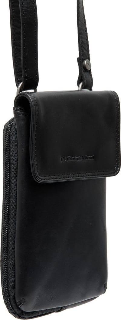 Chesterfield Langley Waxed Pull Up Telefoontasje - Zwart
