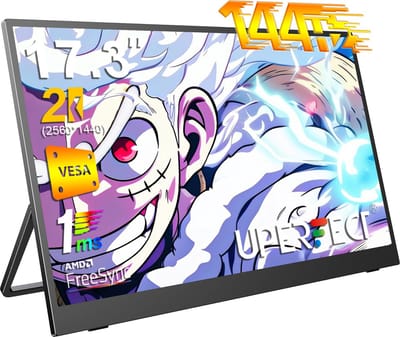 UPERFECT Draagbare monitor 17.3" Gaming Monitor 2K 144Hz IPS 100% sRGB met VESA-bevestiging voor PS5/PC/Streaming with Dual USB-C