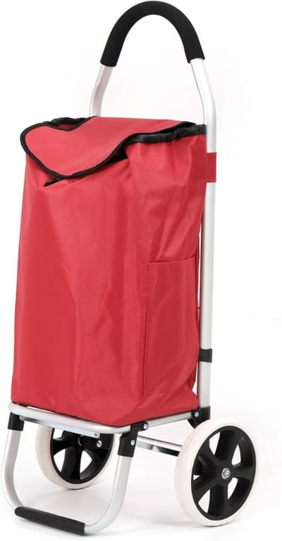 REN® Winkeltrolley - Trolley - Boodschappentrolleys - met 2 wielen - 43,5 Liter - Rood - 35cm x 42cm x 100cm