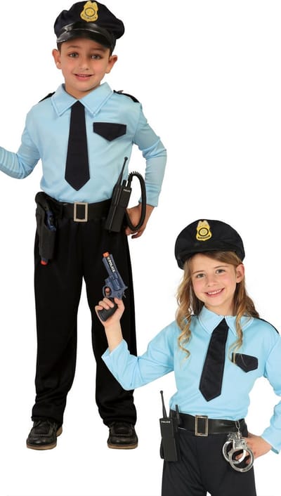 Fiestas Guirca - Kinderkostuum Politie agent(e) - 10-12 jaar - Carnavalskleding - Carnaval - carnavalskleding 2027 - Carnaval kostuum