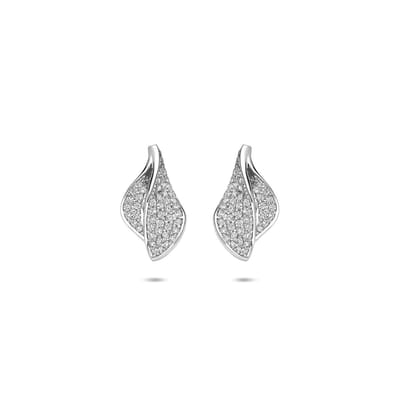 Zilveren gerhodineerde oorknoppen zirkonia 14 mm - 1341315