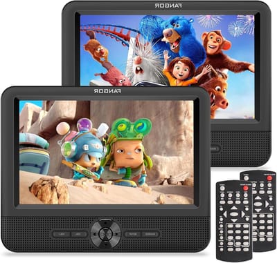 Dubbele Draagbare DVD Speler - Auto DVD Speler - Film Kijken - Twee Schermen - 7.5 inch - Zwart