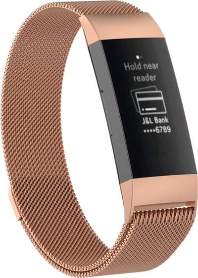 Milanees bandje - geschikt voor Fitbit Charge 3 / Charge 4 - maat S/M - rosegoud