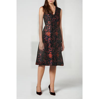 LK Bennett Delysia Midi Dress Pri-black Multicolor Maat: 34 | Midi Jurken Outlet | Dames | Zwart