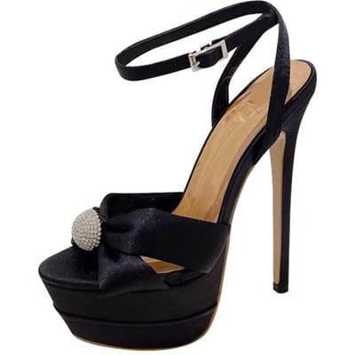 Nouvelles Sandales d'Été à Plateforme Peep Toe Pour Femmes Sexy Strass Fête Mariage Stripper Talons Hauts Chaussures de Pole Dance 35 noir