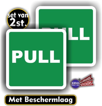 Jerma - PULL - Stickers - set 2 stuks - Vinyl - 14 x 14 cm - Weerbestendig - Zelfklevend - Vinyl