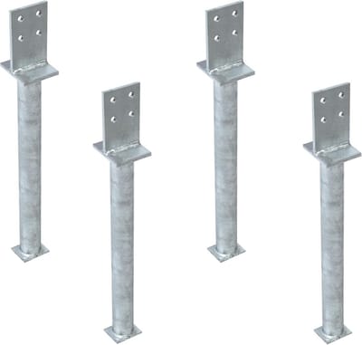 Paaldrager met brug - Betonanker paalhouder - Hekwerk plaatsen - Thermisch verzinkt staal - 130x80x500mm - Zilver