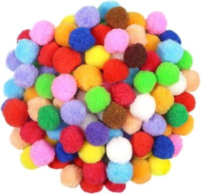 300 Stuks Fluffy Pompoms 25mm in Diverse Kleuren voor Creatieve DIY Knutselprojecten en Decoraties