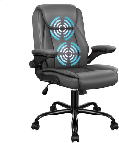ALFORDSON Ergonomische massage bureaustoel met opklapbare armleuningen voor het werk, met een draagvermogen van 150 kg