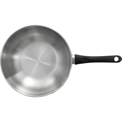 BK Bold Wokpan 28 cm - 3.7L - Zonder PFAS-vrije antikleeflaag - Wokpan inductie - RVS wok - Ovenbestendig tot 160°C – Koudgrepen - Zonder deksel - Zilver