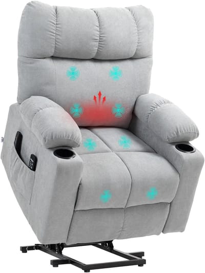 Sta op stoel - Relaxfauteuil - Zetel - Stof - 1 persoons - Met armleuning - Zeer comfortabel - Elektrisch - Lichtgrijs