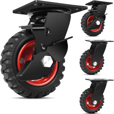 B D WEIBIDA 125 mm massief rubber, zware wielen, 360° zwenk- en bokwielen met antislip patroonprofiel, transportwielen voor geneeskunde en industrie, draagvermogen 500 kg (2 zwenkwielen en 2