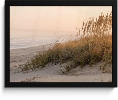 Poster in lijst - Fotolijst 40x30 cm - Posters - Duinlandschap - Zonsondergang - Strand - Posterlijst zwart - Decoratie - Wanddecoratie woonkamer - Muurdecoratie slaapkamer