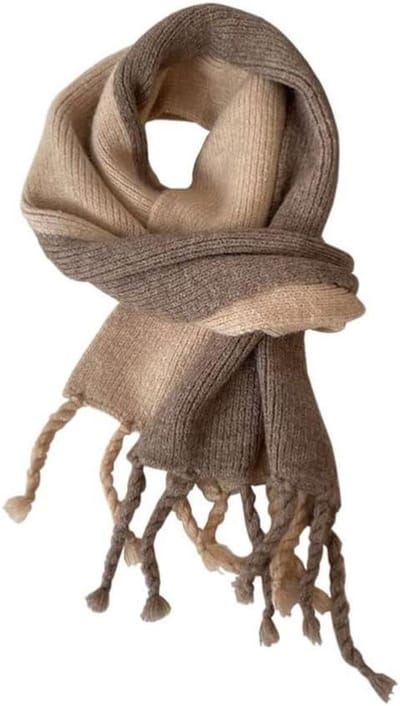 Wintersjaal Dames - Gebreide Wrap - Warm Blijven - Zacht Polyester Katoen - 160 x 23 cm - Oranje Melkthee Zwart