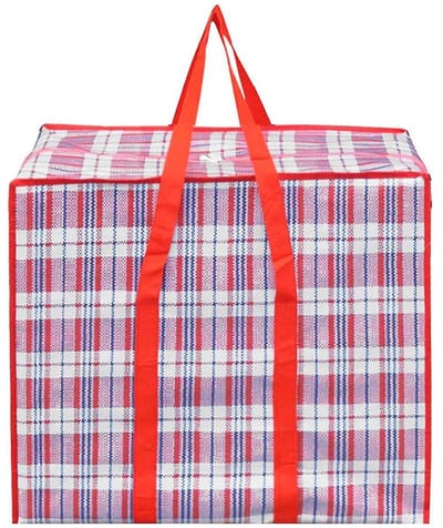 QTTVBTNA Grote Opbergzak – 2 Stuks – Rode Ruit – 70×70×30 cm – Extra Groot & Versterkt