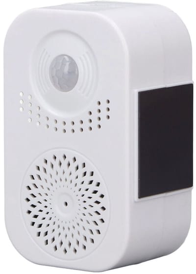 Draadloze sensordeurbel met spraakmeldingen, welkomstgeluid, volumeregeling en USB-oplaadfunctie; geschikt voor woningen en winkels.