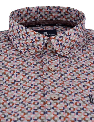 Roze blauw geprint overhemd State of Art wijde fit