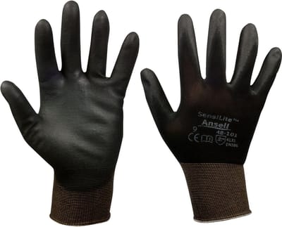 SW-Stahl 11562L nylon fijngebreide handschoenen maat 10/XL I zwarte werkhandschoenen 10 paar met PU-coating