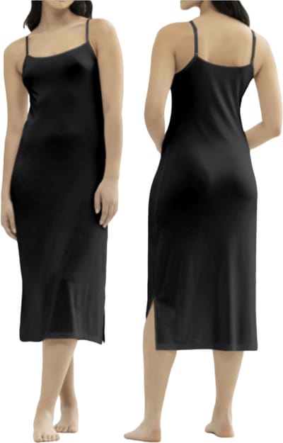 Onderjurk - Zwart - Bamboe Viscose - Lang - 112CM - Maat S/M (813)
