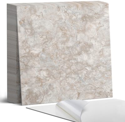 Coloray Plaktegels - Natuursteenpatroon Portugese Tegels - 30 cm x 30 cm - Beige Plaktegels - 9 stuks - Vierkant PVC Tegels - Plaktegels Keuken - Zelfklevende Vloertegels - Vinyl Tegels Zelfklevend - Zelfklevende Tegels