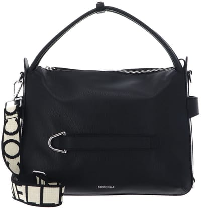 COCCINELLE handtas schoudertas Gretel Ribbon Handbag Grained Leather Noir zwart