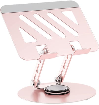 Laptop Standaard Verstelbaar Roze - 360° Draaibare Laptop Verhoger - Aluminium Laptophouder Opvouwbaar - Ergonomische Laptop Stand voor 11 tot 15 Inch - Roze