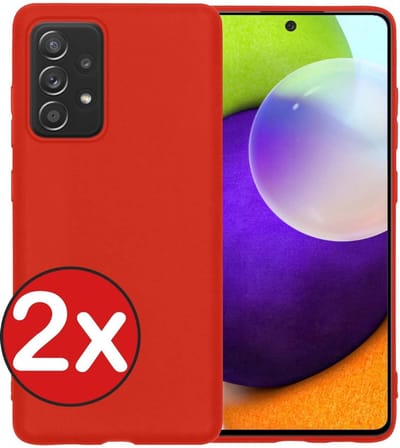 Hoesje - 2 Stuks - Geschikt voor Samsung Galaxy A52 - Sterk & Shockproof - Telefoonhoes - Back Cover - Case Siliconen - Telefoon Hoes - Rood
