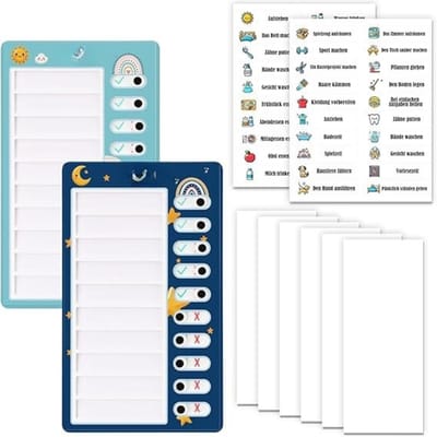 Famanu - Checklist borden set van 2 – Ochtend- en avondroutine planner – To do lijst voor kinderen – Dagelijkse taken
