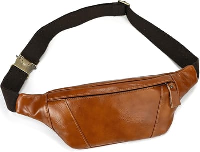 Vintage leren heuptas voor heren en dames, moderne riemtas voor joggen, festivals en vakanties, retro stijl, duurzaam en praktisch
