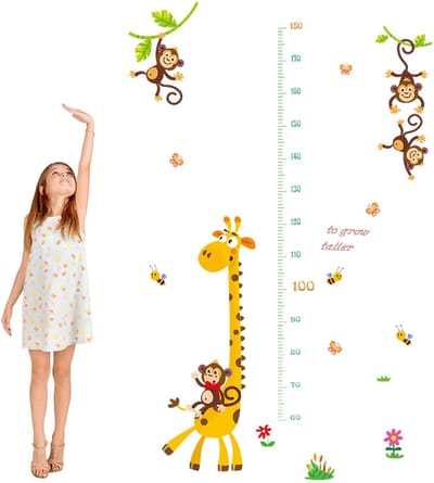 Dailygoods - Meetlat voor kinderen, babymaat, meetlat voor kinderkamer, meetlat voor kinderen en baby's, 3D giraf, hoogtemeter, kindermeetstrip, wandsticker, wandsticker, voor kleuterschool, kinderkamer