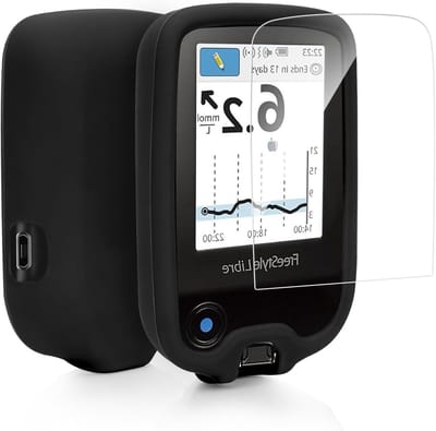 Beschermhoes voor Freestyle Libre 1/2 - Silicone Anti-Scratch Case met Gehard Glas, Ultra Sterke Schermbeschermer in Roze/Wit, Ideaal voor Diabetes Zorg en Sensor Bescherming