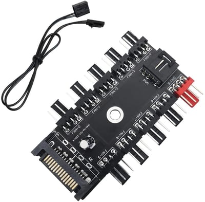 Dailygoody - Ventilatorhub - 12V Koelventilator Hub - 10 Poorten - Compact Formaat - SATA/IDE Ondersteuning - Geschikt voor PC's