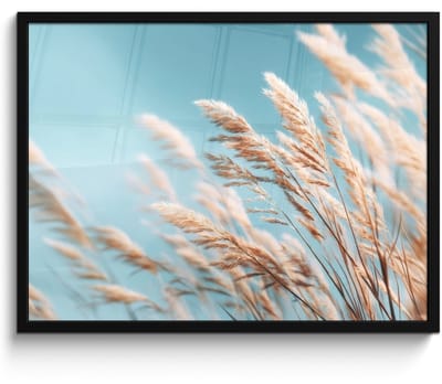 Poster in lijst - Fotolijst 80x60 cm - Posters - Siergras - Wind - Lichtbruin - Posterlijst zwart - Decoratie - Wanddecoratie woonkamer - Muurdecoratie slaapkamer