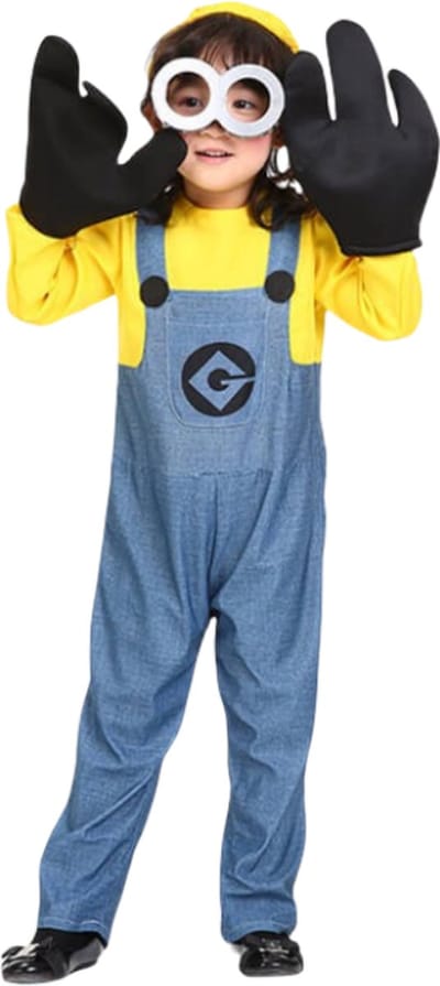 Joya Kids® Verkleedkostuum Gele Helper Kinderen | Verkleedkleding nions | Grappig kostuum | Carnaval verkleed pak Jongens en Meisjes | Maat S (4-6 jaar)