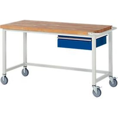 Werkbank serie 8000, verrijdbaar, met hangende schuiflade, B 1500 x D 700 x H 880 mm