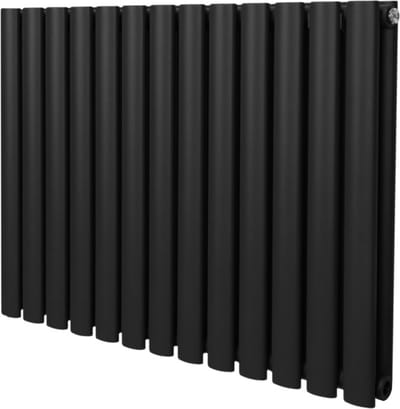 Ovale kolomradiator - zwart - 600mm x 780mm - 3489 btu warmteafgifte